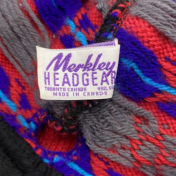 Vintage MERKLEY Wool Knit Beanie Hat Fleece Lined Adjustable Stocking Cap Canada - Picture 7 of 14